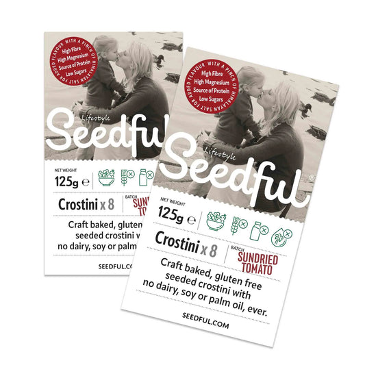 NEW! 2 x 125g SEEDFUL Crostini with Sundried Tomatoes ( 8 Each Pack )